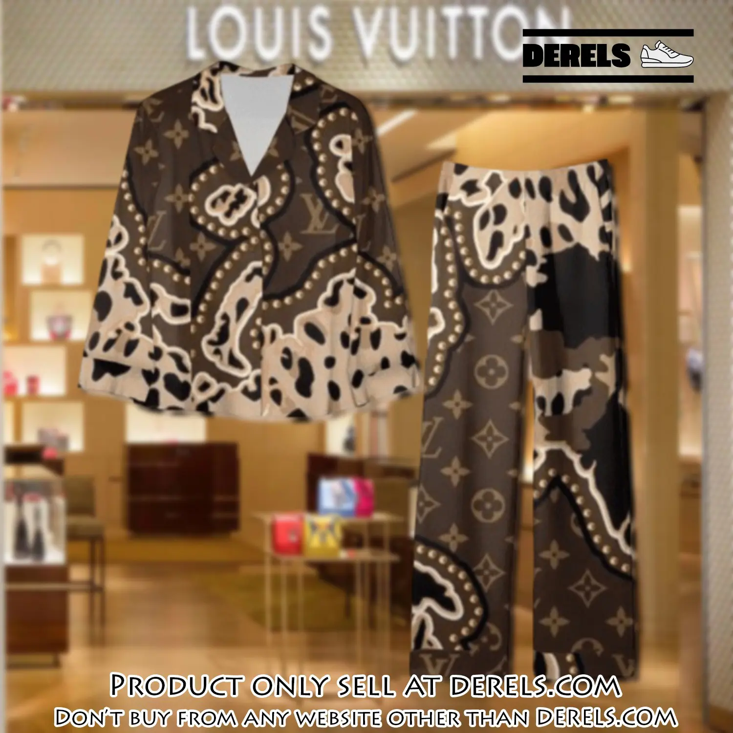 Trending luxury lv satin pajama set pjs1083 dr3423326